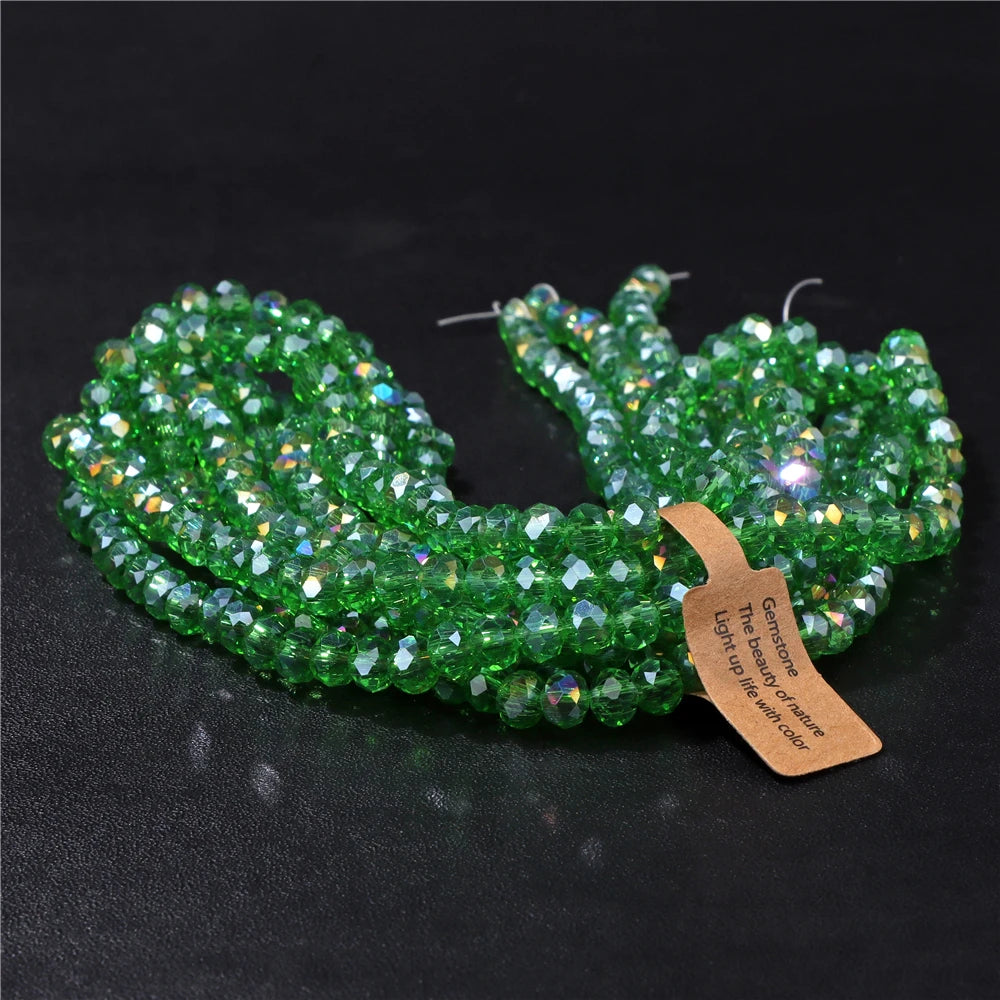 Wholesale 5 strand/lot Faceted Austrian Crystal Bead Rondelle Loose Spacer AB Color Glass Beads For Jewelry Making  Accessories