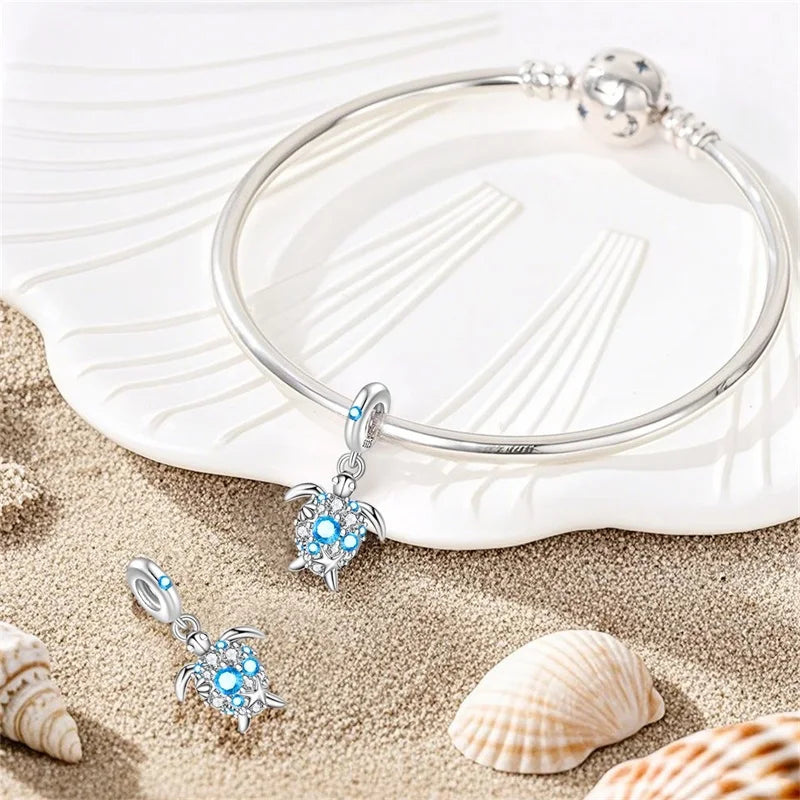 Summer 925 Sterling Silver Luminous Ocean Pendants Crab Whale Shark Charms Beads Fit 925 Original Bracelet Fine DIY Jewelry Gift