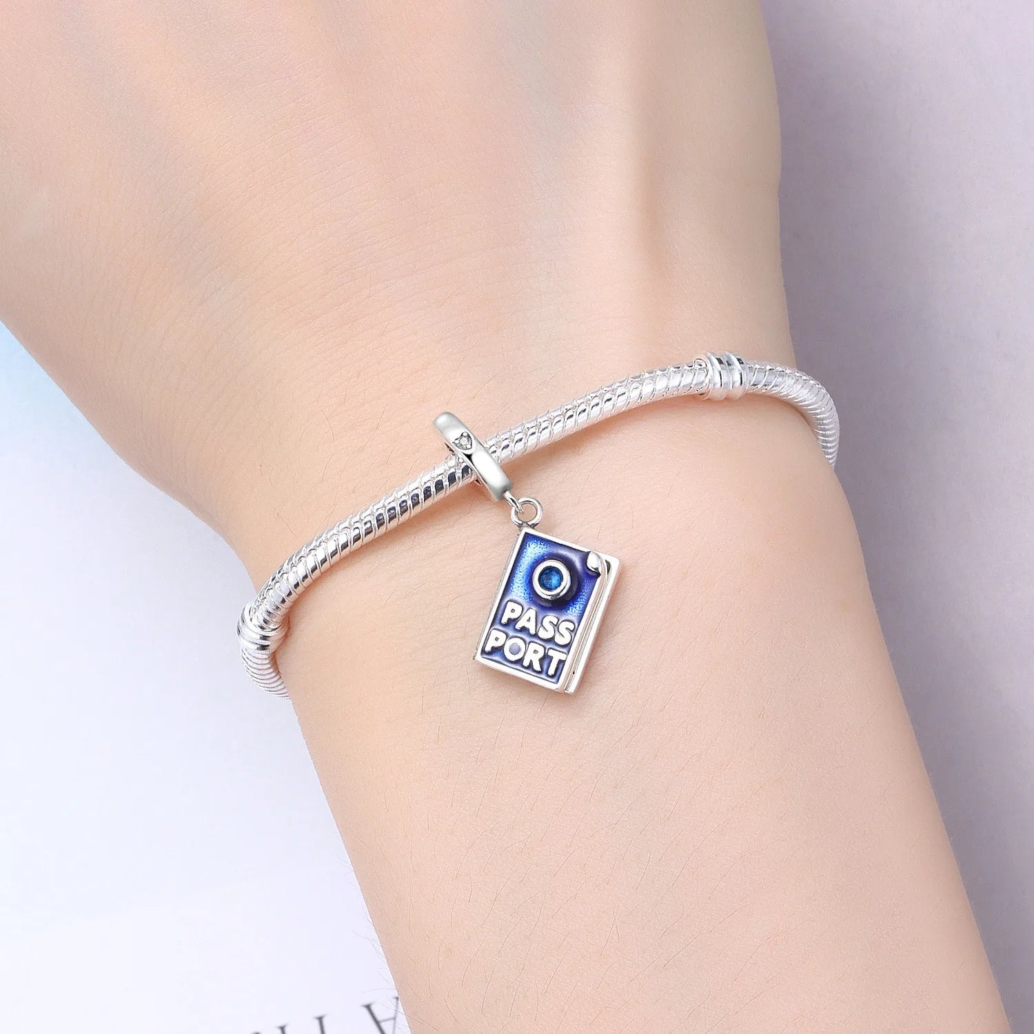PANPOKI 925 Sterling Silver Blue Can Open Passport Beads Original Pendants Bracelet Charm Jewelry Party DIY Trendy Gifts