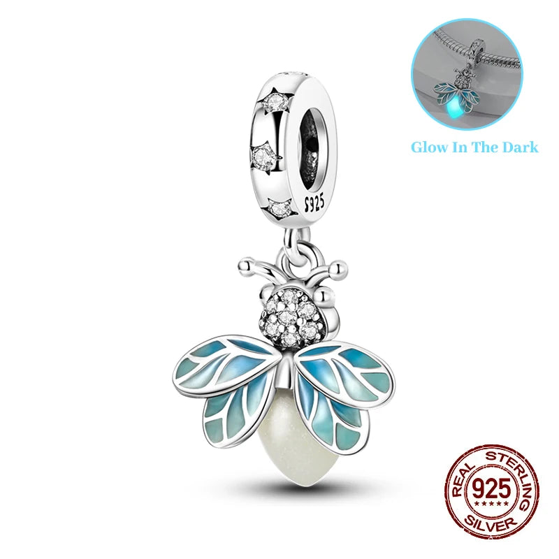 Classic 925 Sterling Silver Beads Luminous Firefly Star Chameleon Charms Pendants Fit Original Bracelet DIY Jewelry For Woman