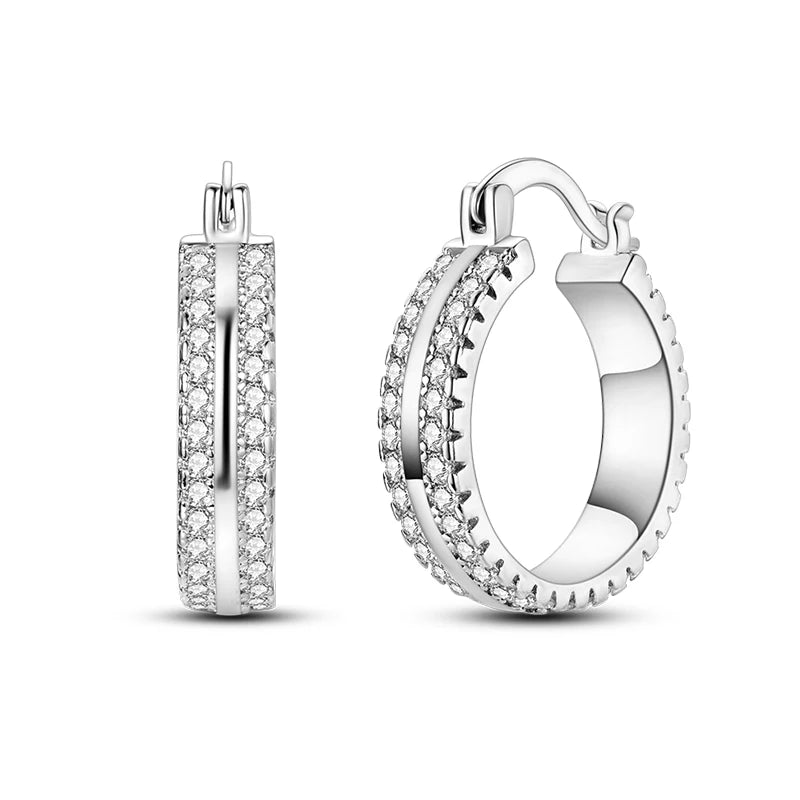 Original Cute 925 Silver Sparkling Colorful Zircon Pink Heart Shape Star Moon Earrings For Women Wedding Engagement Jewelry Gift