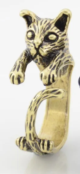 Vintage Brass Knuckle Pet Cat Ring Punk Cute Animal Anillos Couple Rings For Women Jewelry Bague Femme Men Anel Best Party Gift