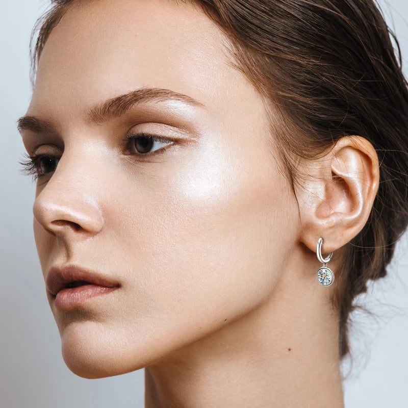 14K Gold 1-3CT Moissanite Hoop Drop Earrings 925 Sterling Silver D Color VVS1 Diamond Ladies Dating Party Fashion Jewelry Gift