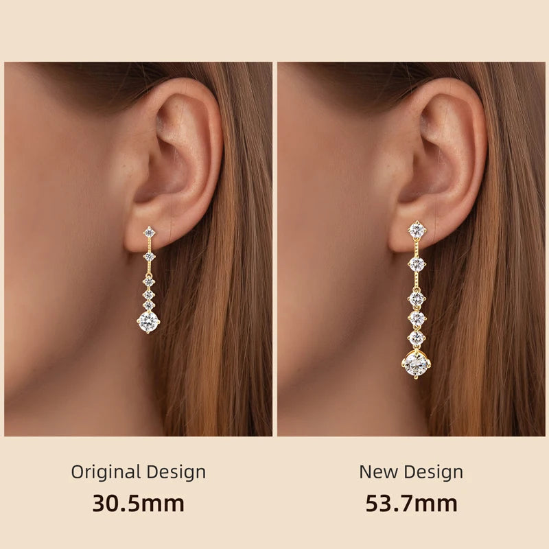 OXTAO Full Moissanite Long Tassels Earring for Women Real 925 Silver Dangling Earrings Wedding Jewelry Pendant GRA Certified