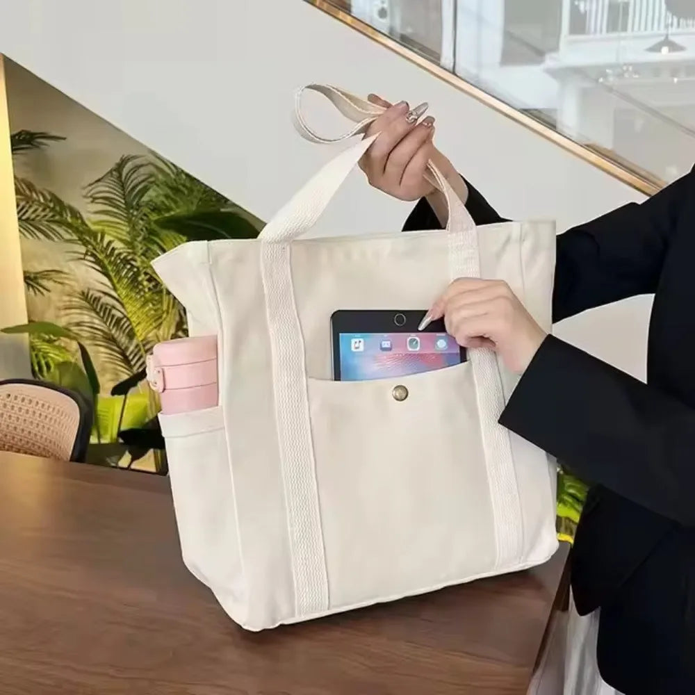 Large Capacity Canvas Tote Bags for Work Commuting Carrying Bag College Style Student Outfit Book Shoulder Bag Shopping Bag