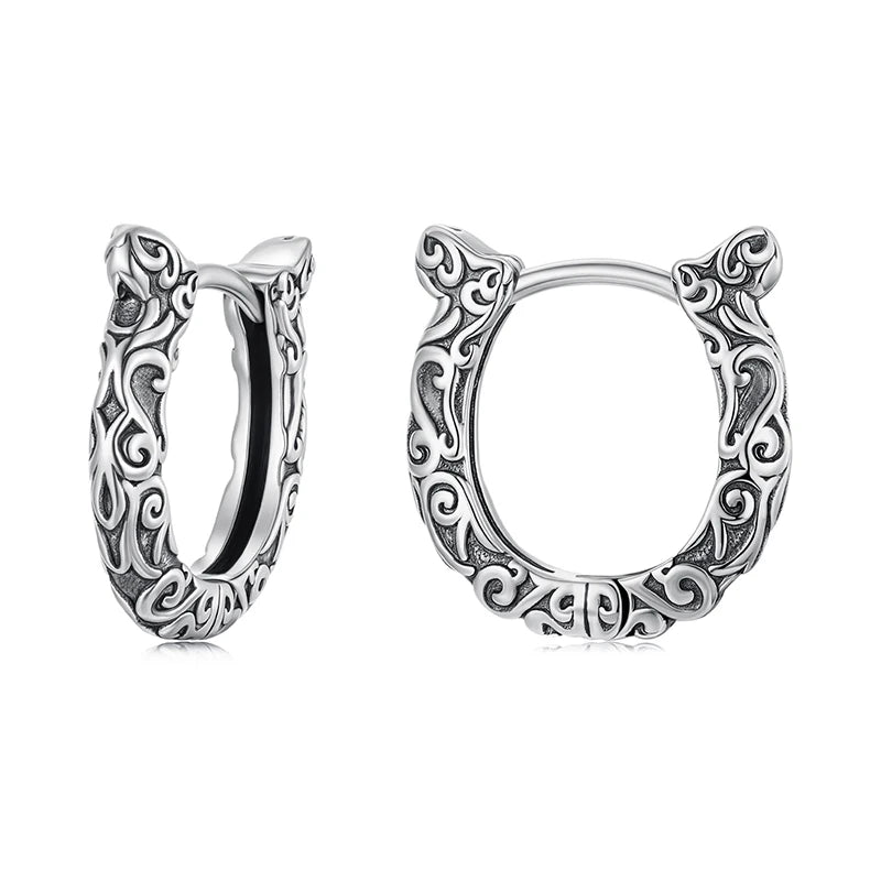 WOSTU 925 Sterling Silver Lucky Horseshoe Hoop Earrings For women Vintage S925 Silver Ear Hoops Pendients Fine Jewelry Gift
