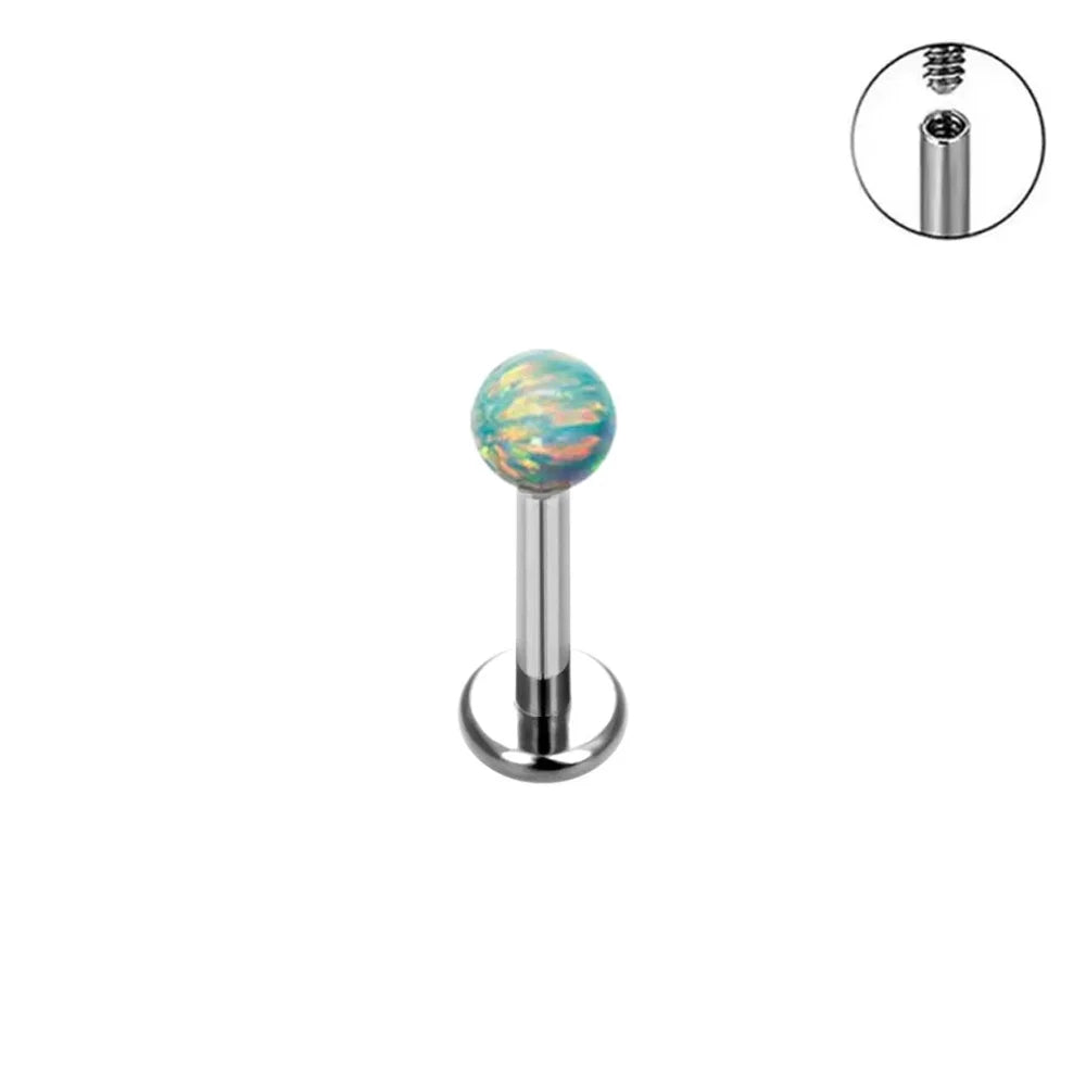 ASTM F136 Titanium Earrings Labret Colorful Opal Ball Sexy Nose Rings Lip Stud Ear Cartilage Tragus Piercing Body Jewelry