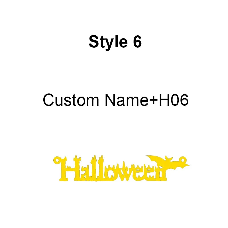Collier personnalisé avec nom d'Halloween Nextvance en acier inoxydable, pendentif personnalisé avec araignée, chauve-souris, citrouille, balai, festival, bijoux cadeaux