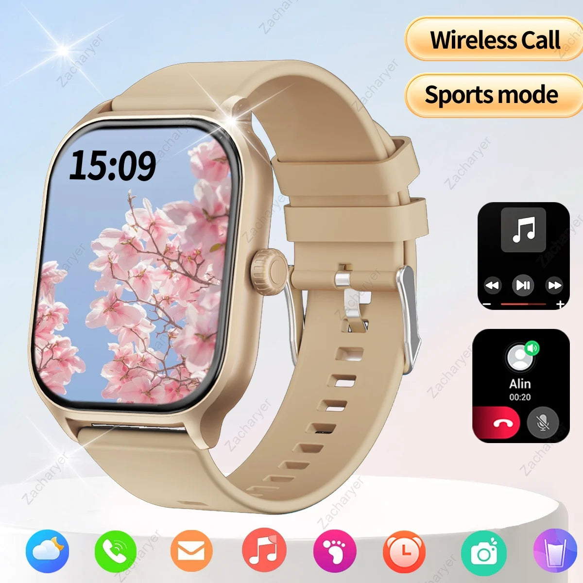 HOT With wireless call function, compatible with Android and iPhone, sports watch, application control, SMS reminder