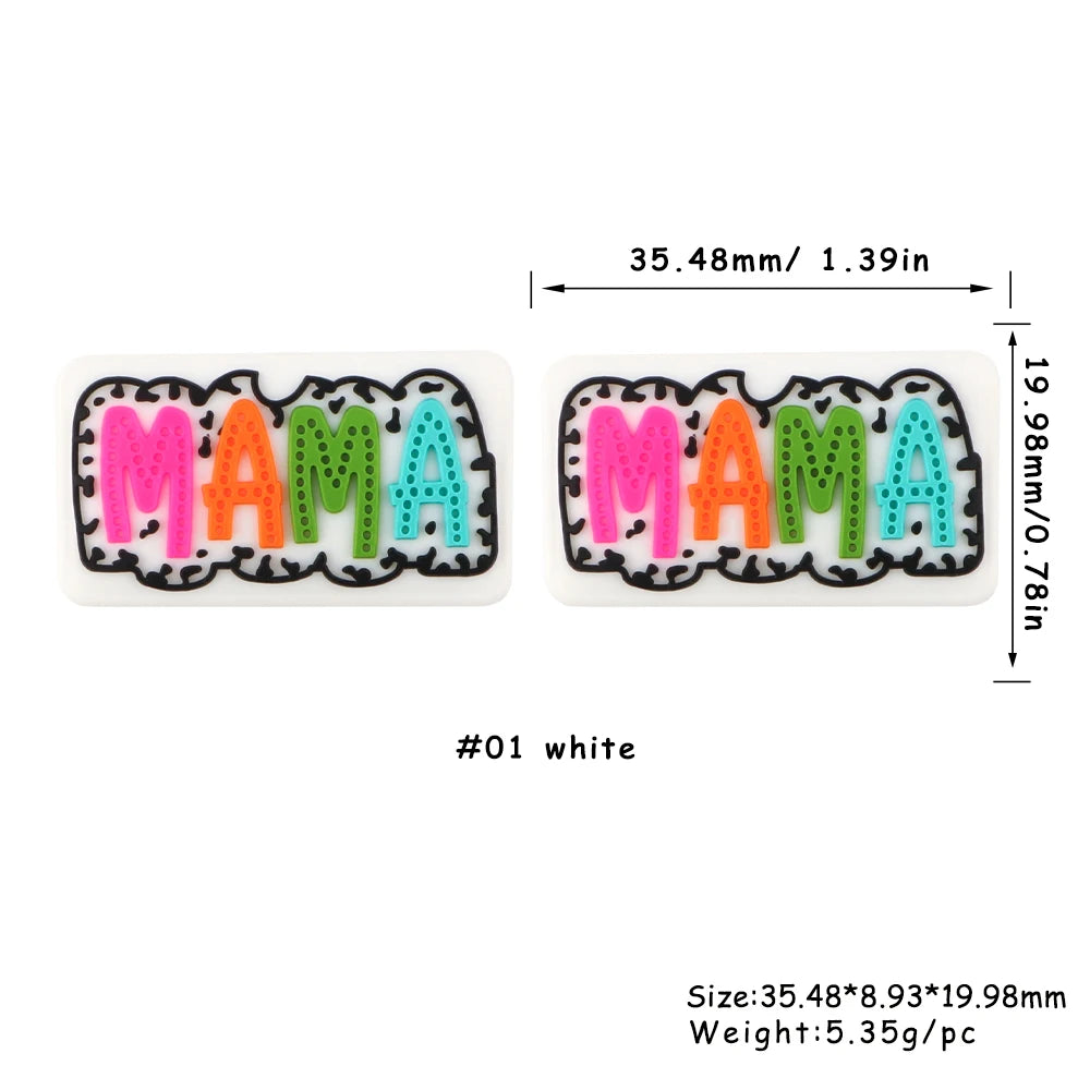 Lot de 5 ou 10 perles en silicone MOM pour la fabrication de bijoux, colliers, bracelets, accessoires de bijouterie