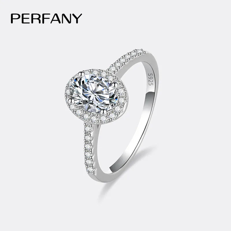 PERFANY 1/2CT Oval Cut Moissanite Ring for Women S925 Pure Silver Shiny Laboratory Certified Diamond Wedding Luxury Jewelry - Madeinsea©