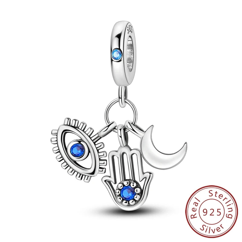 100% Real 925 Sterling Silver Charms Beads Stars Moon Pendant Fit Original Charms Bracelets Bangle DIY Jewelry Gifts