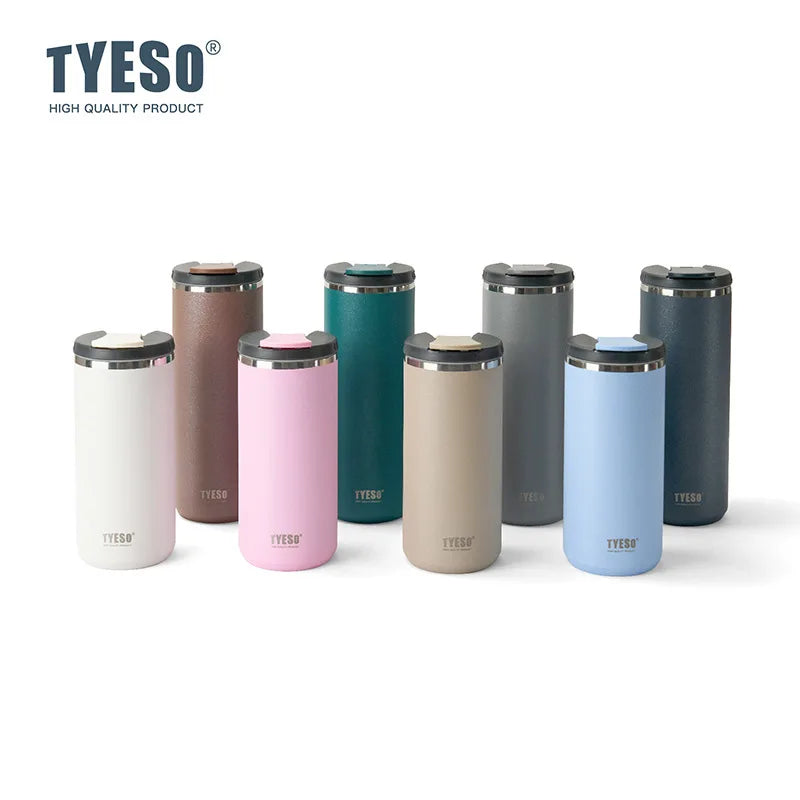 Tyeso Water Bottle 600/750ML Stainless Steel Tumbler Travel Mug Vacuum Leak-Proof Direct Drink Portable Office/Car/Coffee Cup