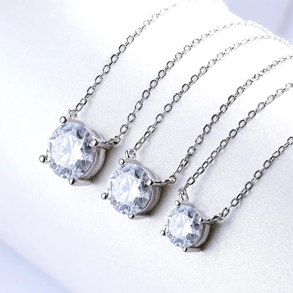 Serenity 1ct 2ct Moissanite Necklace for Women Gift S925 Sterling Silver Sparkling Lab Diamond Pendant Necklace Wedding Jewelry