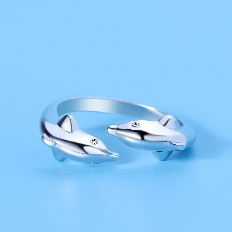 925 Sterling Silver Dolphin Ring Simplicity Fashion Exquisite Student Girlfriend Jewelry Accessories Wedding Party