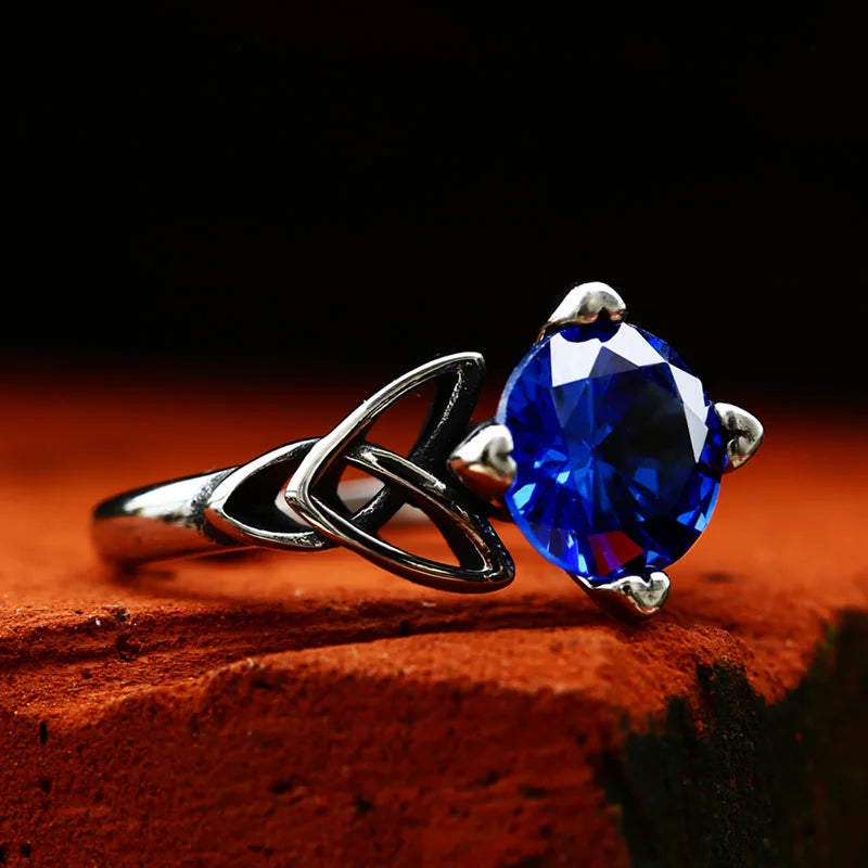 BEIER 2024 Nouvelle Arrivée 316L Acier Inoxydable Viking Valknut Celtic Knot Ring Pour Fille Pierre Précieuse Bague Pour Femme