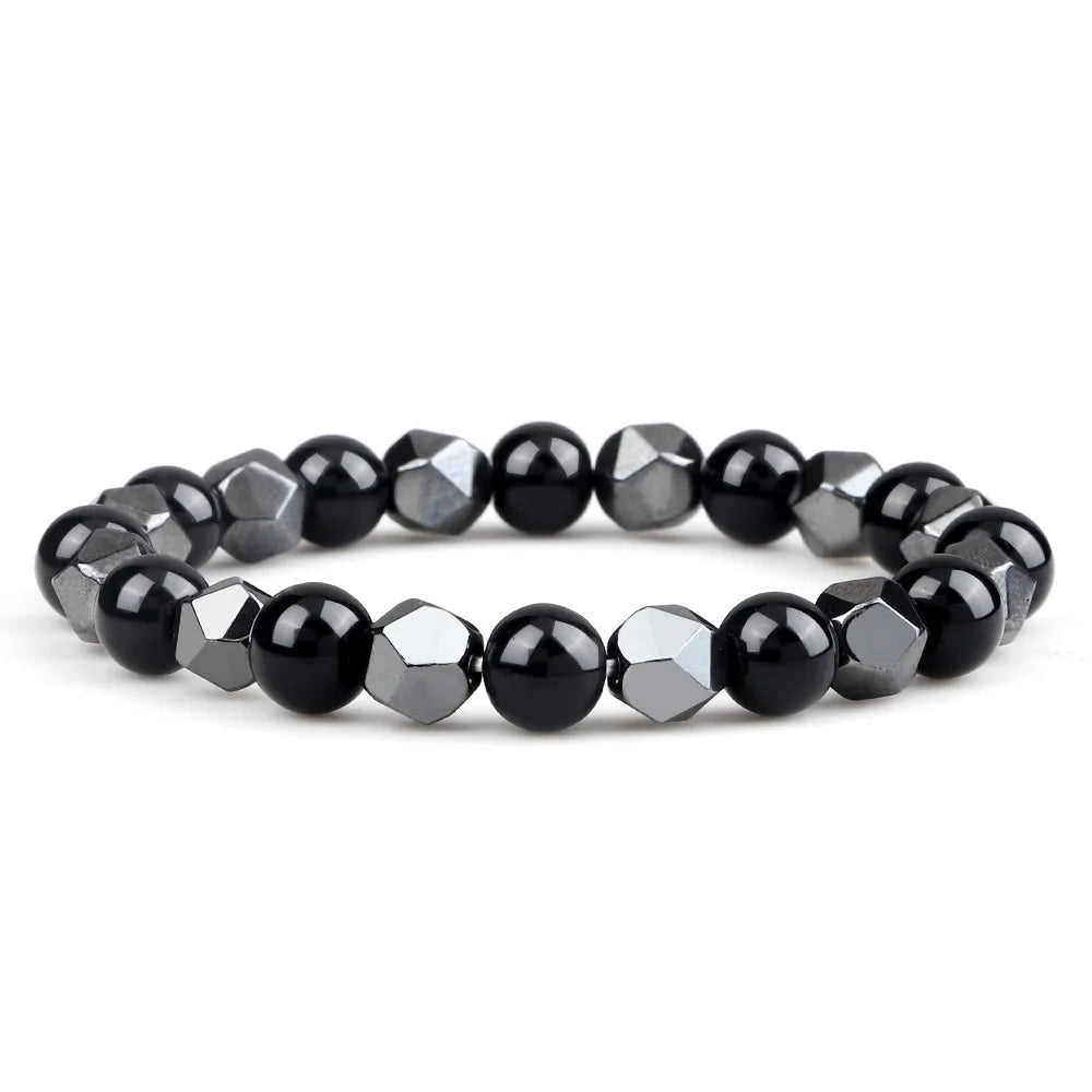 Herren-Armband mit unregelmäßigen Hämatitperlen, Damen-Armband mit 4, 6 oder 8 mm großen, natürlichen Lava-Tigeraugenperlen, modischer Freundschaftsschmuck