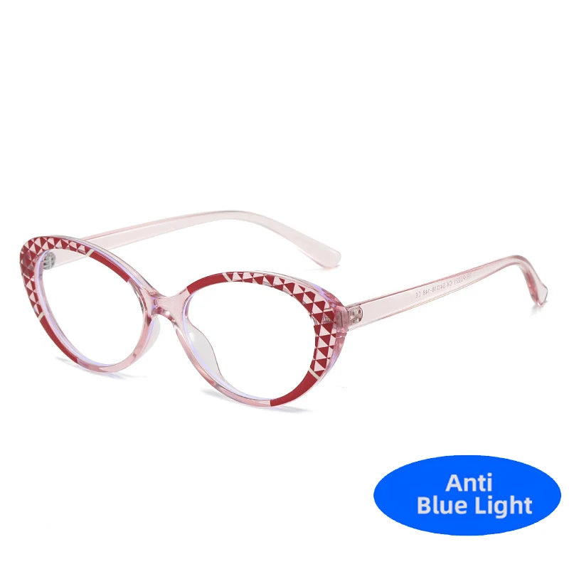 Cute Double Color Oval Anti Blue Light Glasses Computer Goggles Fashion Clear TR90 Frame Eyeglasses Blue Rays Blocking Eyewear