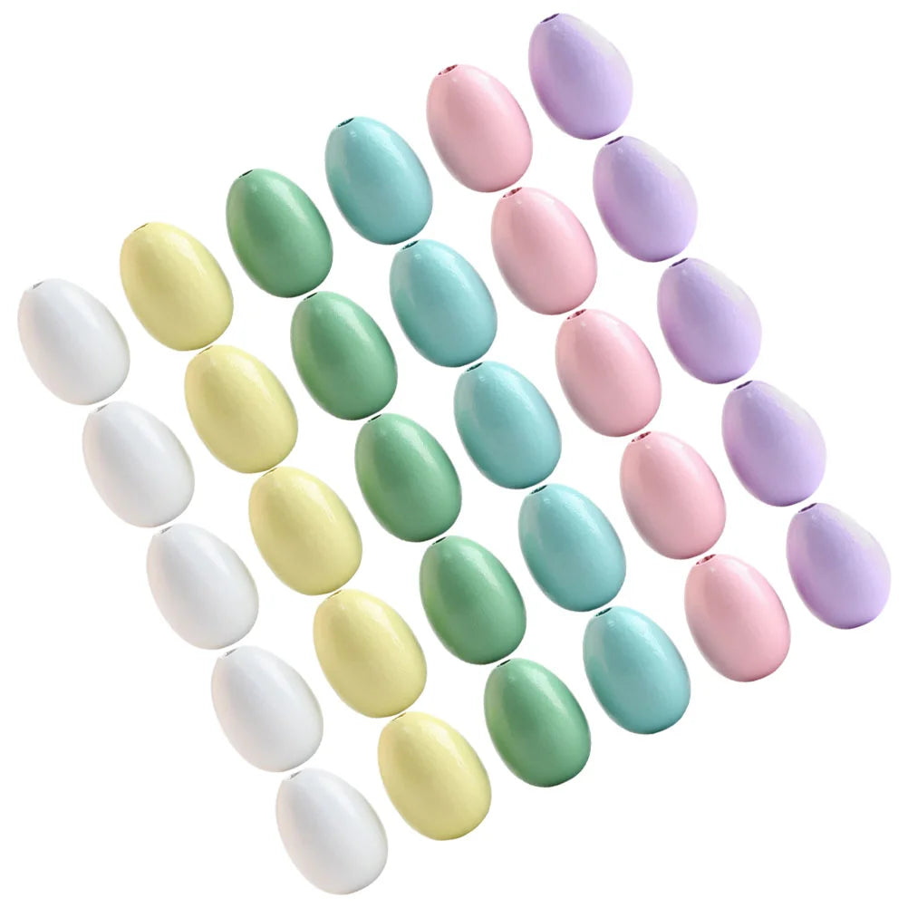 60 Pcs Wooden Beads Diy Supplies Garland Bead Necklace Diy Beads Handcraft Wood Beads Easter Beads For Wooden Loose Beads Egg