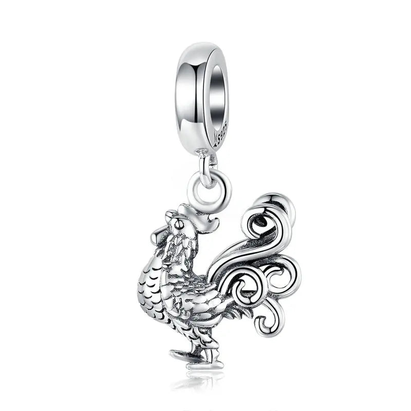 BAMOER 925 Sterling Silver Animal Pendant Colorful Zoo World Flying Dragon Beads Original for Women Teens DIY Cute Necklace