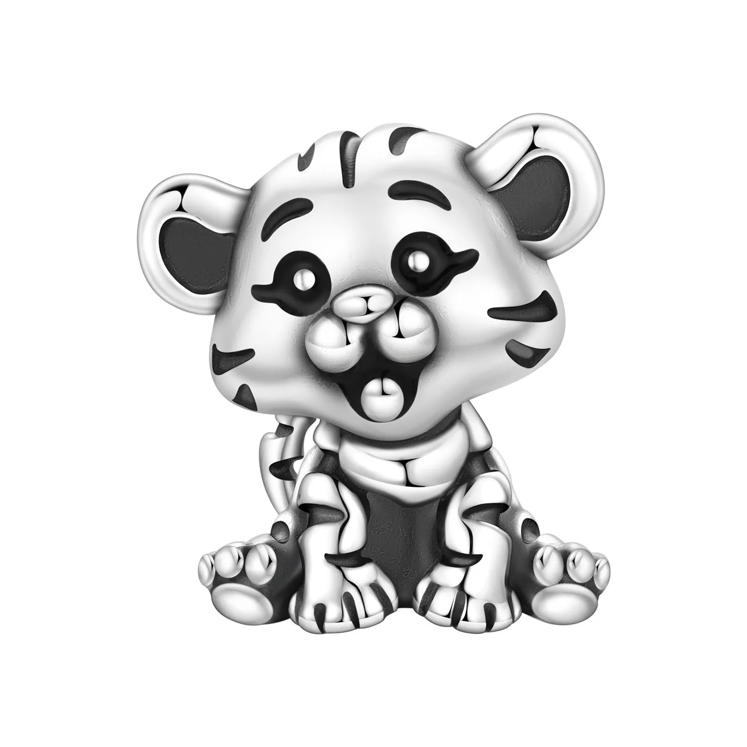 PANPOKI 925 Sterling Silver Tiger Animal Guardian Beads Original Pendants Bracelet Charm Jewelry Party DIY Trendy Gifts
