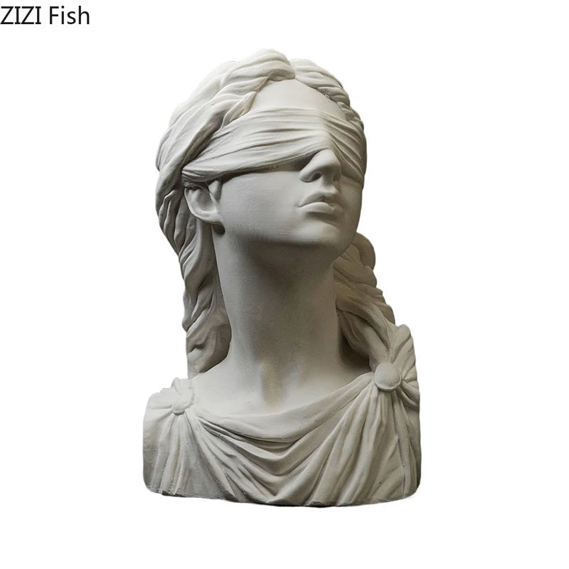 Goddess of Justice Themis Plaster Statue Desk Decoration Classical Artwork Half Body Characters Sculpture Room Aesthetic Decor