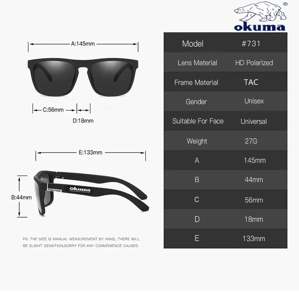 Okuma Polarized Sunglasses Original UV400 for Men and Women Outdoor Hunting Fishing Driving Bicycles Sunglasses Optional Box
