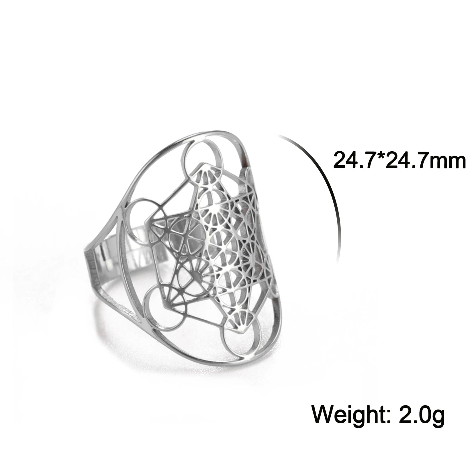 Unift Scared Geometry Flower of Life Ring Adjustable Stainless Steel Ring Men Women Accessories Vintage Filigree Viking Jewelry - Madeinsea©