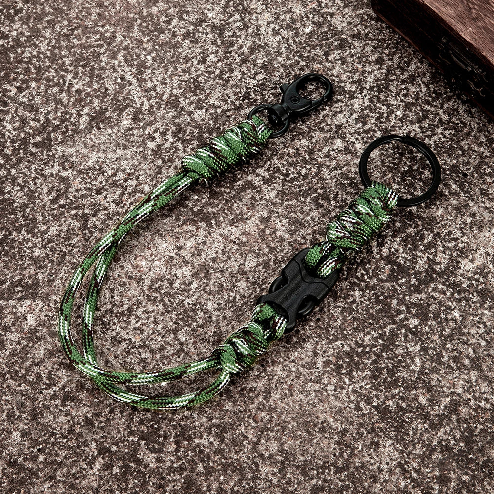 MKENDN Outdoor Rock Climbing Paracord Rope Keychain Handmade Braided Survival Emergency Lanyard Removable Clip Closure Key Ring