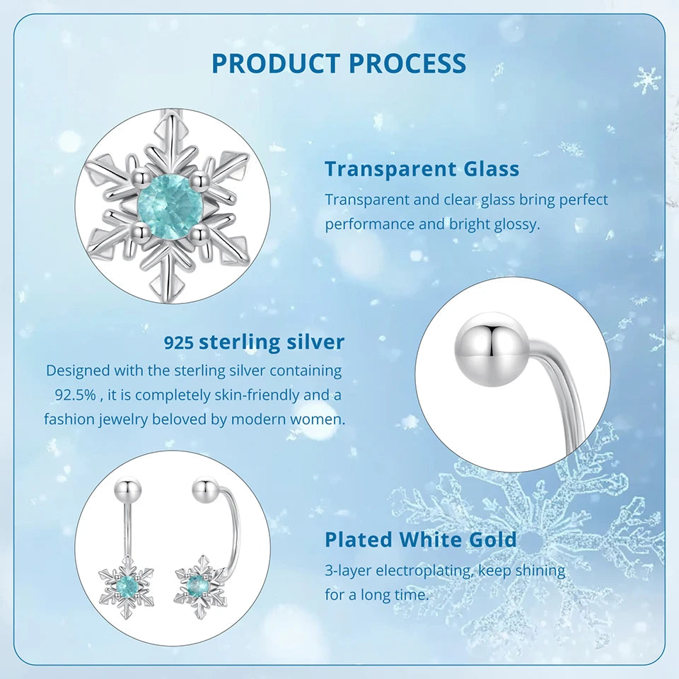 WOSTU 925 Sterling Silver Ball Snowflake Front Back Earrings For Women, Mini Earring jackets Birthday Anniversary Jewelry Gift