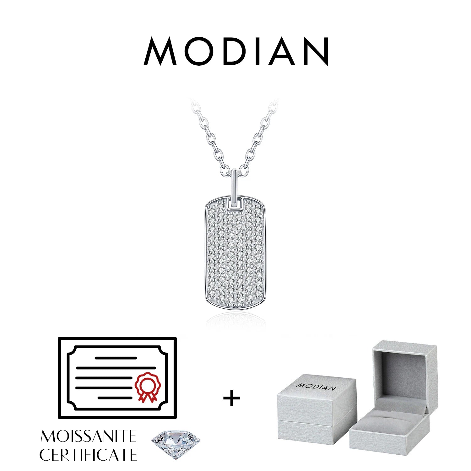 MODIAN D Color Moissanite Rectangle Brand Necklace 925 Sterling Silver Trendy Stackable Pendant Necklaces For Women Fine Jewelry