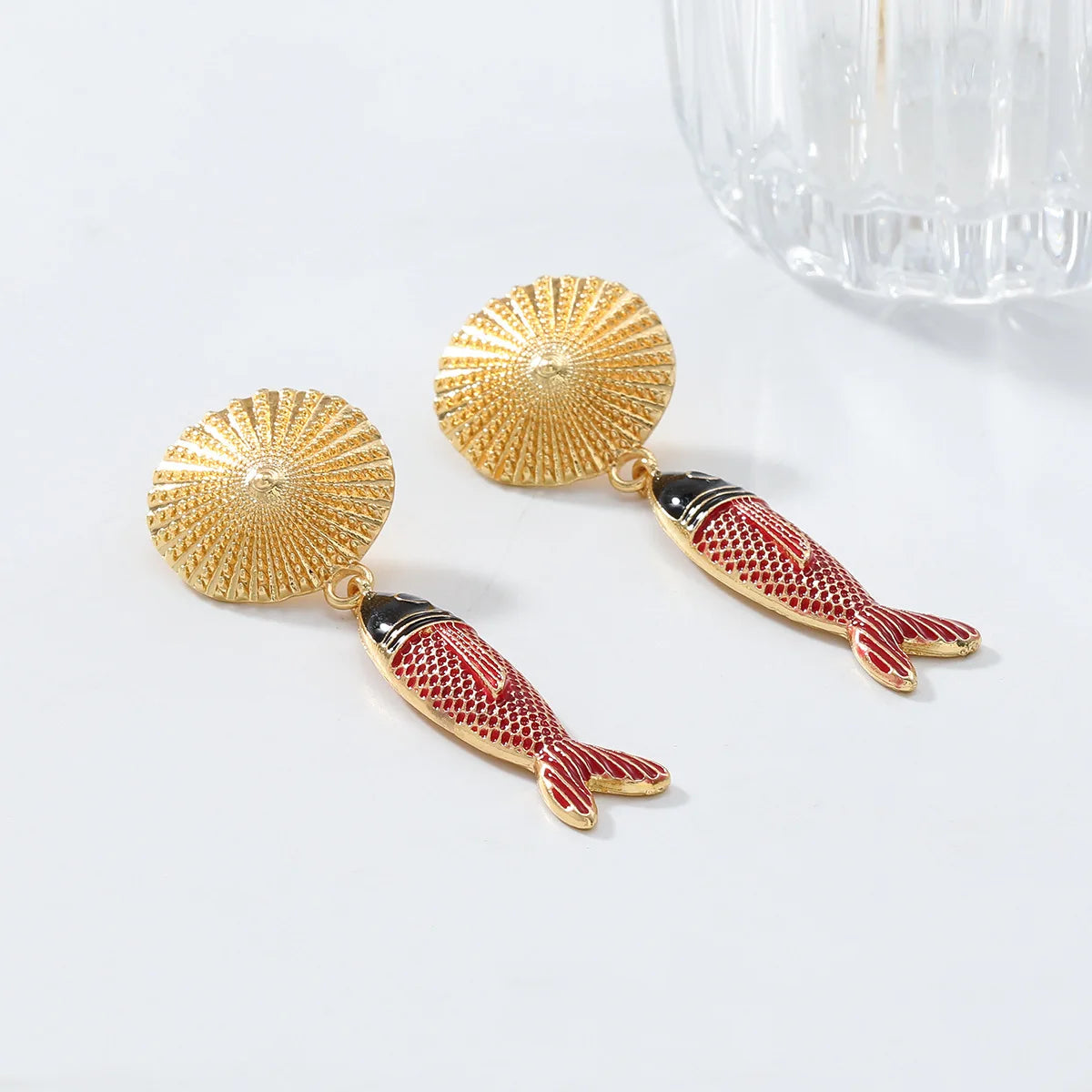 ZAA Luxury Fish Pendant Beach Vacation Style Earrings