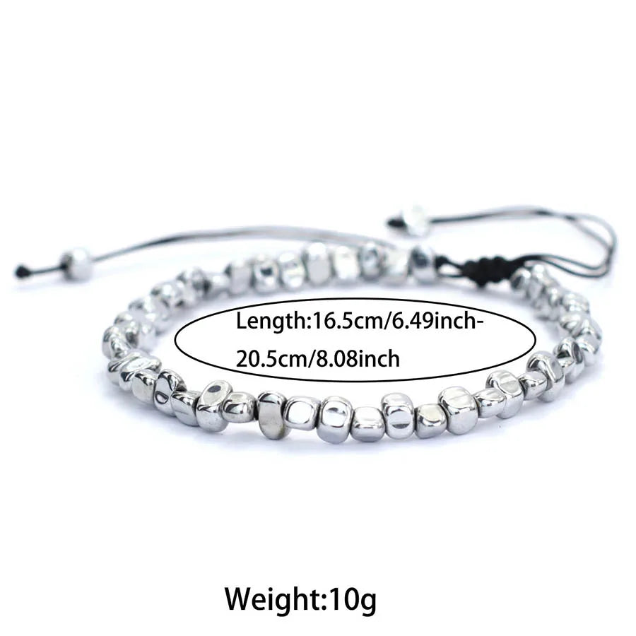 Handmade Irregular Hematite Stone Energy Men Bracelet Black Silver Color Outdoor Camping Cool Riding Accessories Hombre Pulseria