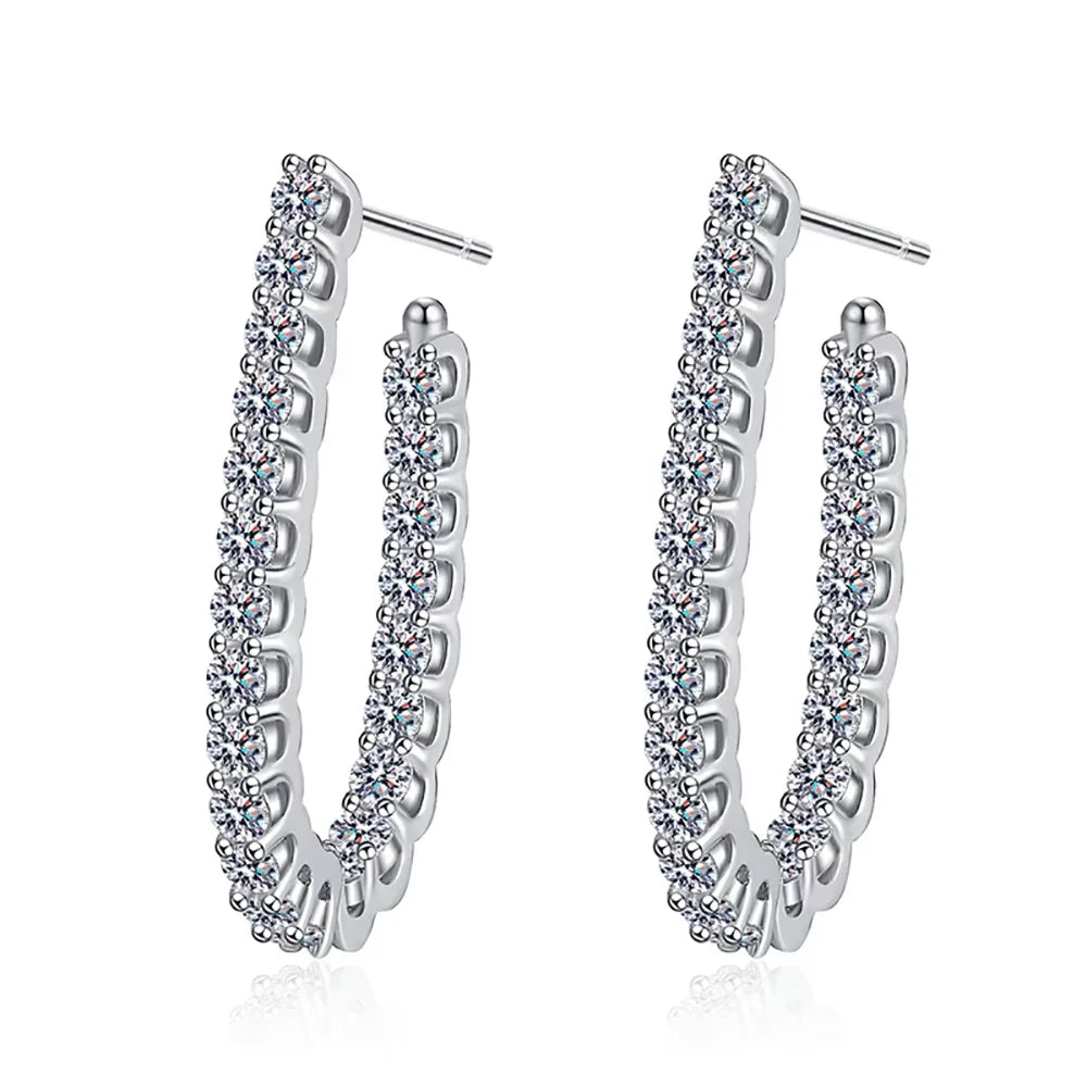 Serenity 1.76ct D Color Moissanite Hoop Earrings For Women Anniversary Gift 100% S925 Sterling Silver Stud Earrings Fine Jewelry - Madeinsea©