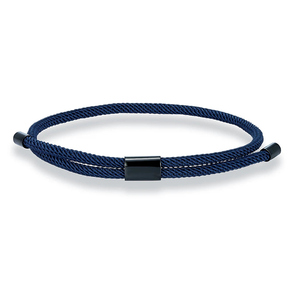 MKENDN Modisches schwarzes Nylonarmband für Damen und Herren aus strapazierfähigem Marine-Nylon mit poliertem schwarzem Edelstahlverschluss – schlichtes Schmuckstück