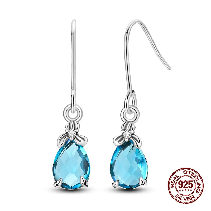 New Style 925 Sterling Silver Gemstone Lucky Four Leaf Clover Earrings Eardrop Simple Fine Jewelry Women Fashion Party Gift