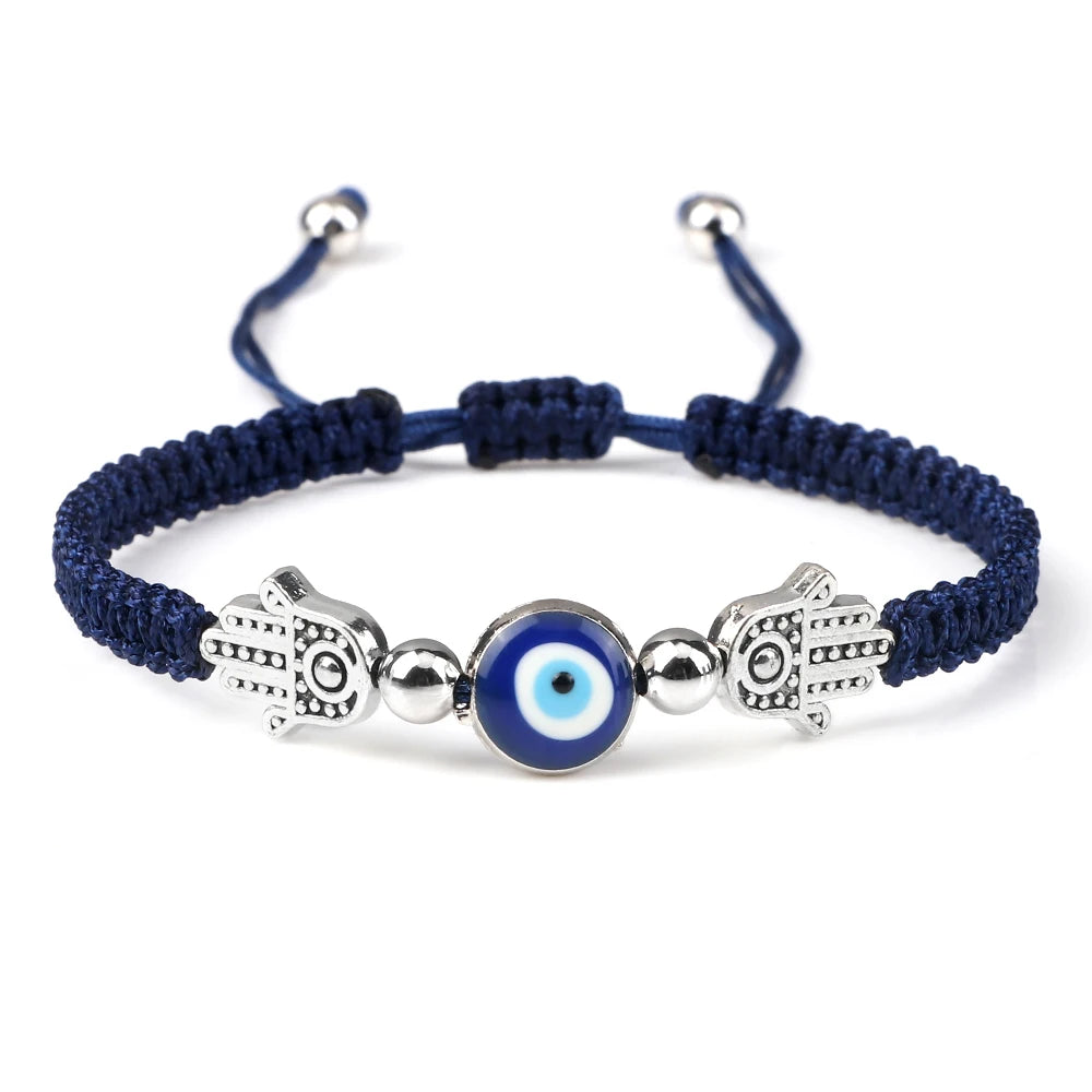 Classic Blue Turkish Evil Eyes Bracelets for Women Hand of Fatima Lucky Red Braided Rope Chain Bracelets Female Handmade Jewelry
