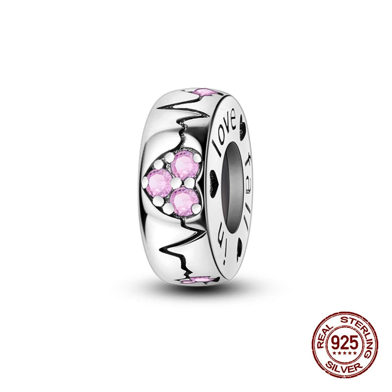 100% 925 Sterling Silver Perfume Headphones Pink Princess Daily Charms Beads Fit 3mm 925 Original Bracelet Fine DIY Jewelry