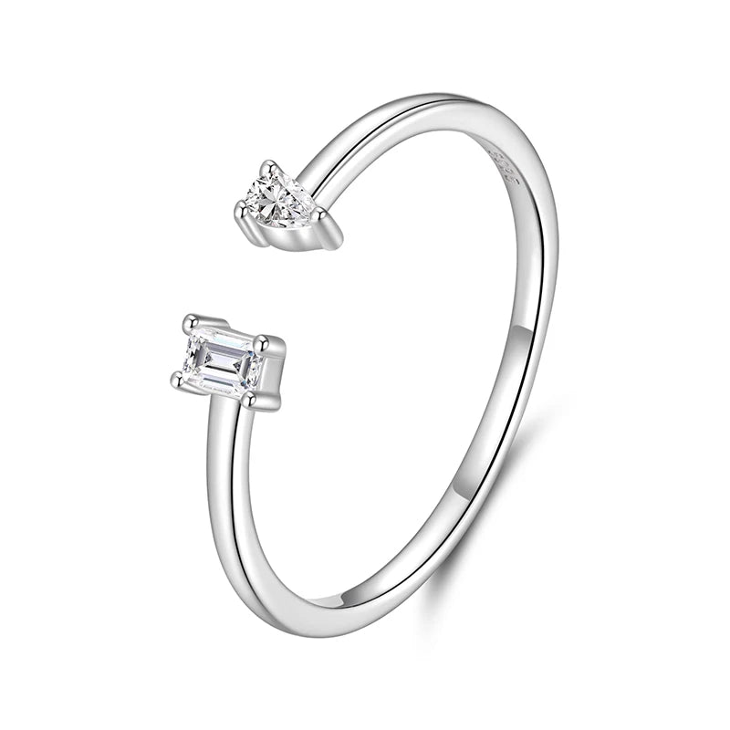 WOSTU Real 925 Sterling Silver Stacking Open Rings Simple Heart Pet Paw Cross Snake Adjustable Rings Party Holiday Jewelry Gift