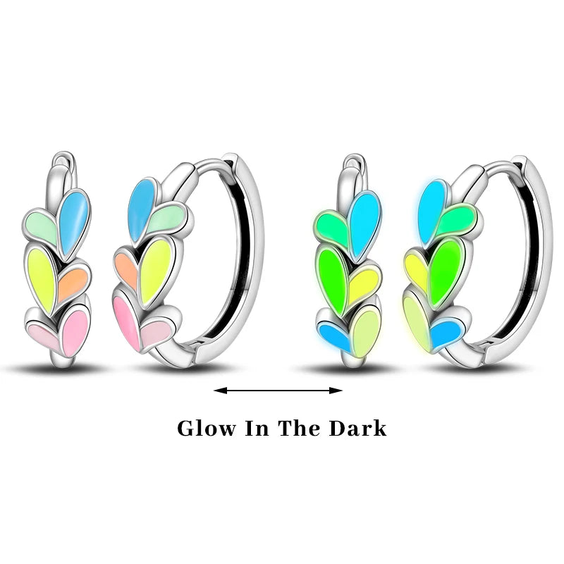 Earrings 925 Silver Colorful Cute Cat Claw Heart Shaped Rhomboid Luminous Dopamine Earrings For Women Fashion Party Jewelry Gift