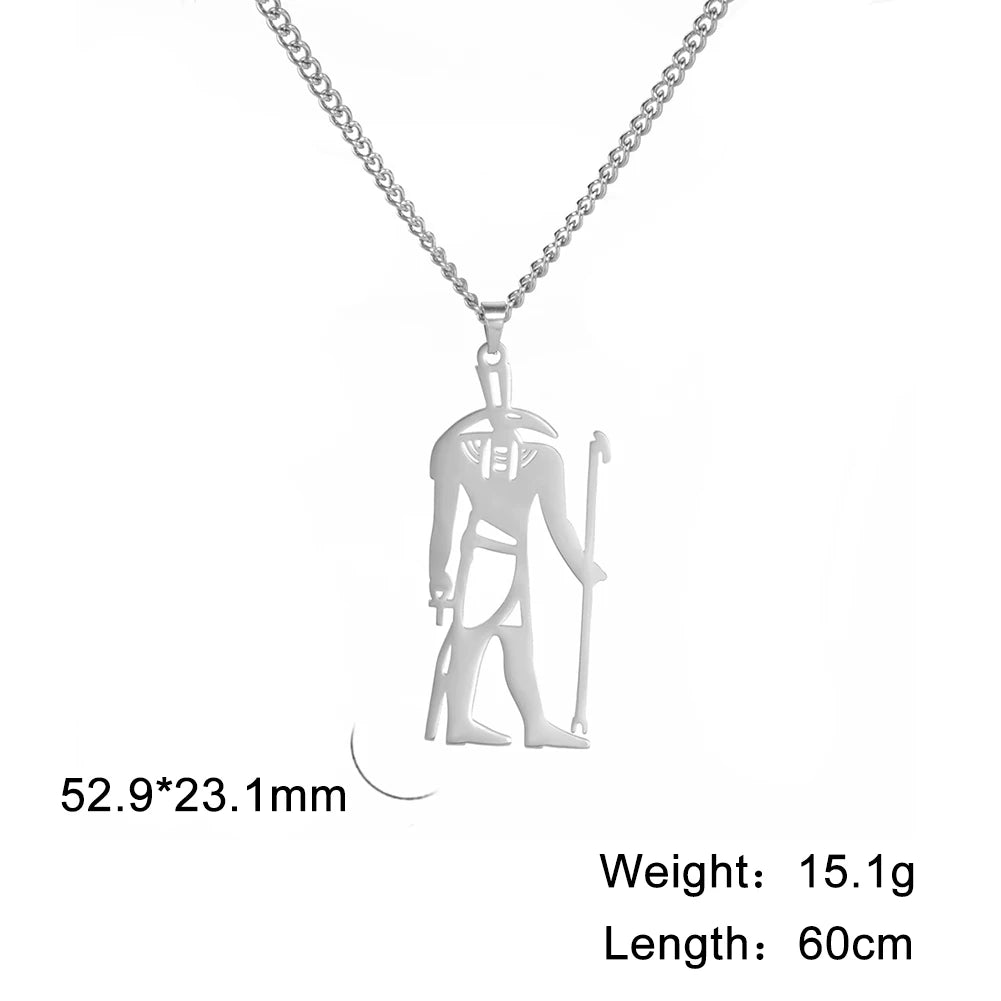 Dreamtimes Gothic Egyptian Great of Strength Seth Pendant Necklace Stainless Steel Mythology Necklaces for Men Vintage Jewelry
