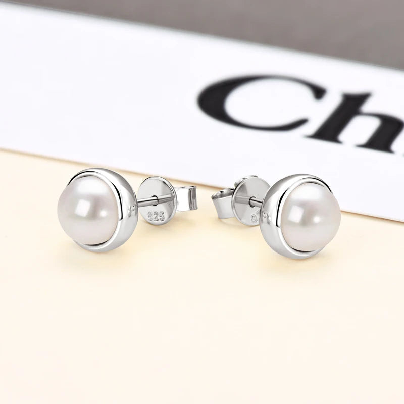 OXTAO 925 Sterling Silver Natural Freshwater Pearl Earrings 3.5-4mm/6.5-7mm Luxury Wedding Earrings for Women Gift