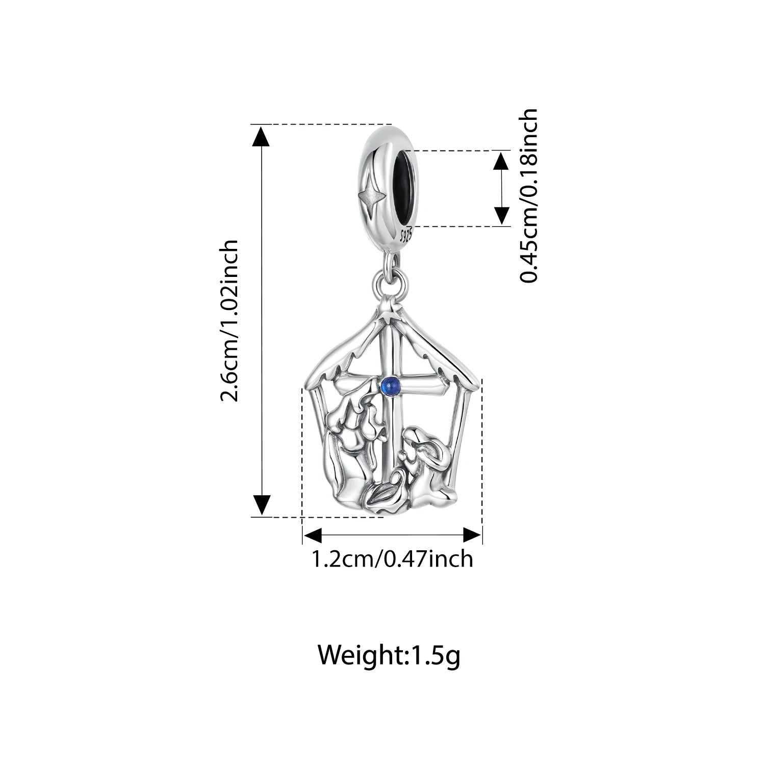 Bamoer 925 Sterling Silver Nativity of Jesus Pendant Faith Guard Charm Peace Beads for Women DIY Bracelet Jewelry Accessories