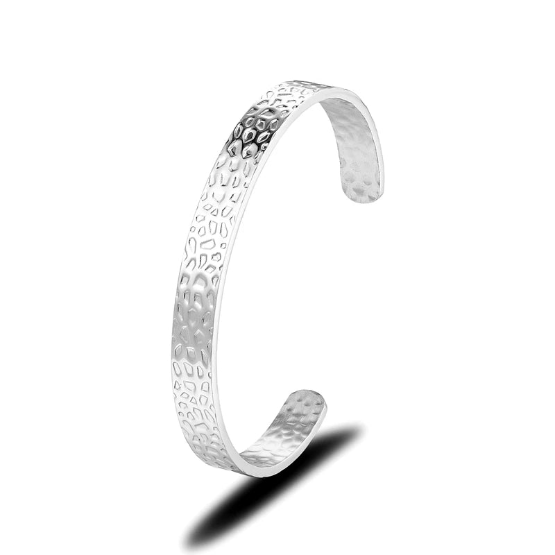 MKENDN The surface of the moon Cuff Bangle Stainless Steel Men Wide Cuff Bracelet For Men Fashion Classic Jewelry Gifts