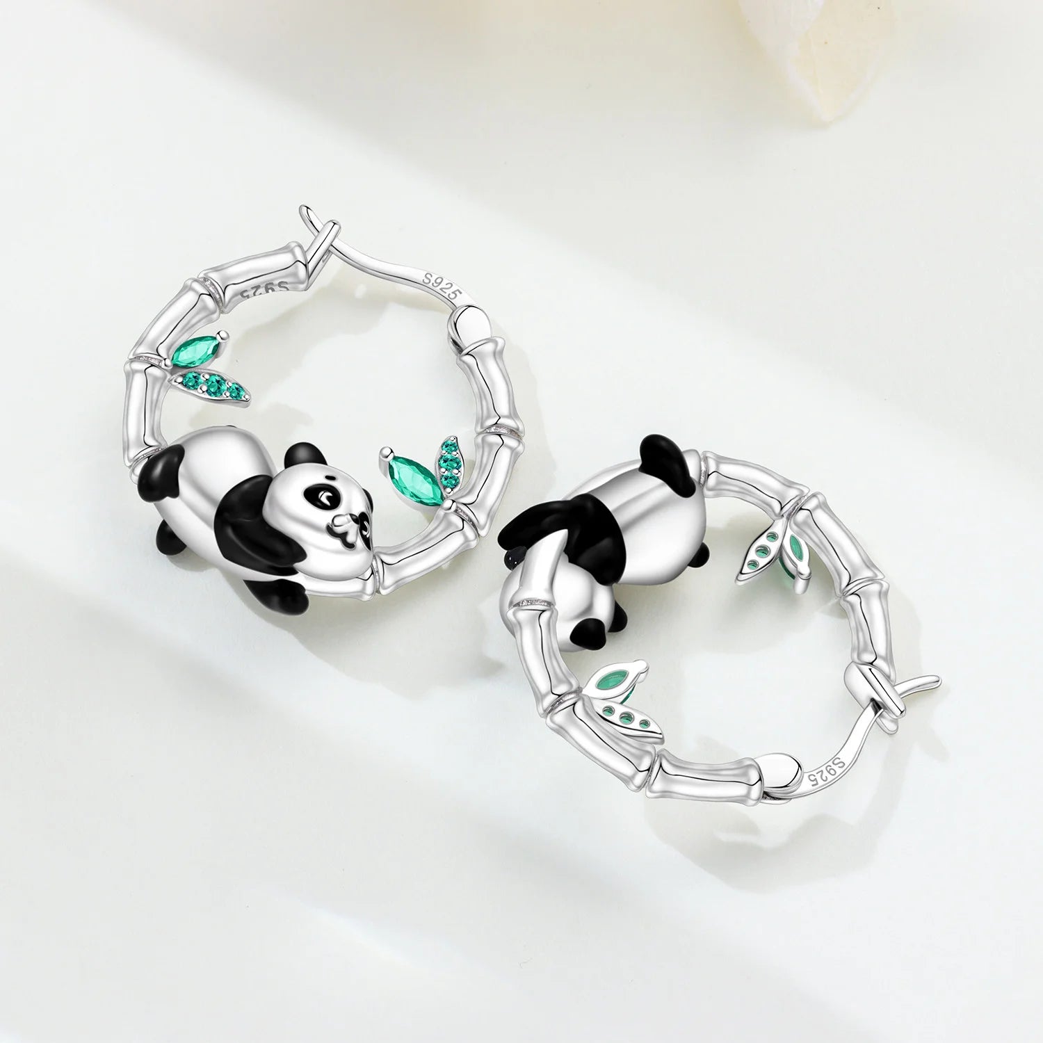PANPOKI S925 Sterling Silver Cute Panda Animals Earrings Hoop Earrings For Women Jewelry Original Party Trendy Gifts