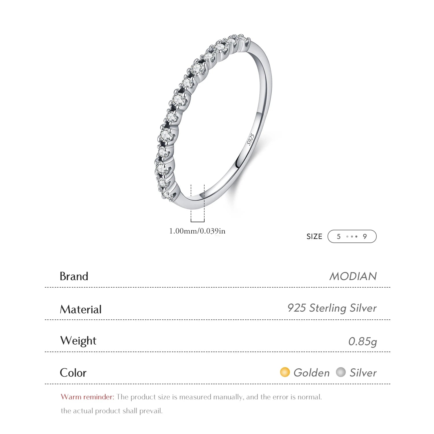 MODIAN Classic Stackable Rings 925 Sterling Silver Exquisite Round CZ Eternity Wedding Band Rings For Women Fine Jewelry Gifts