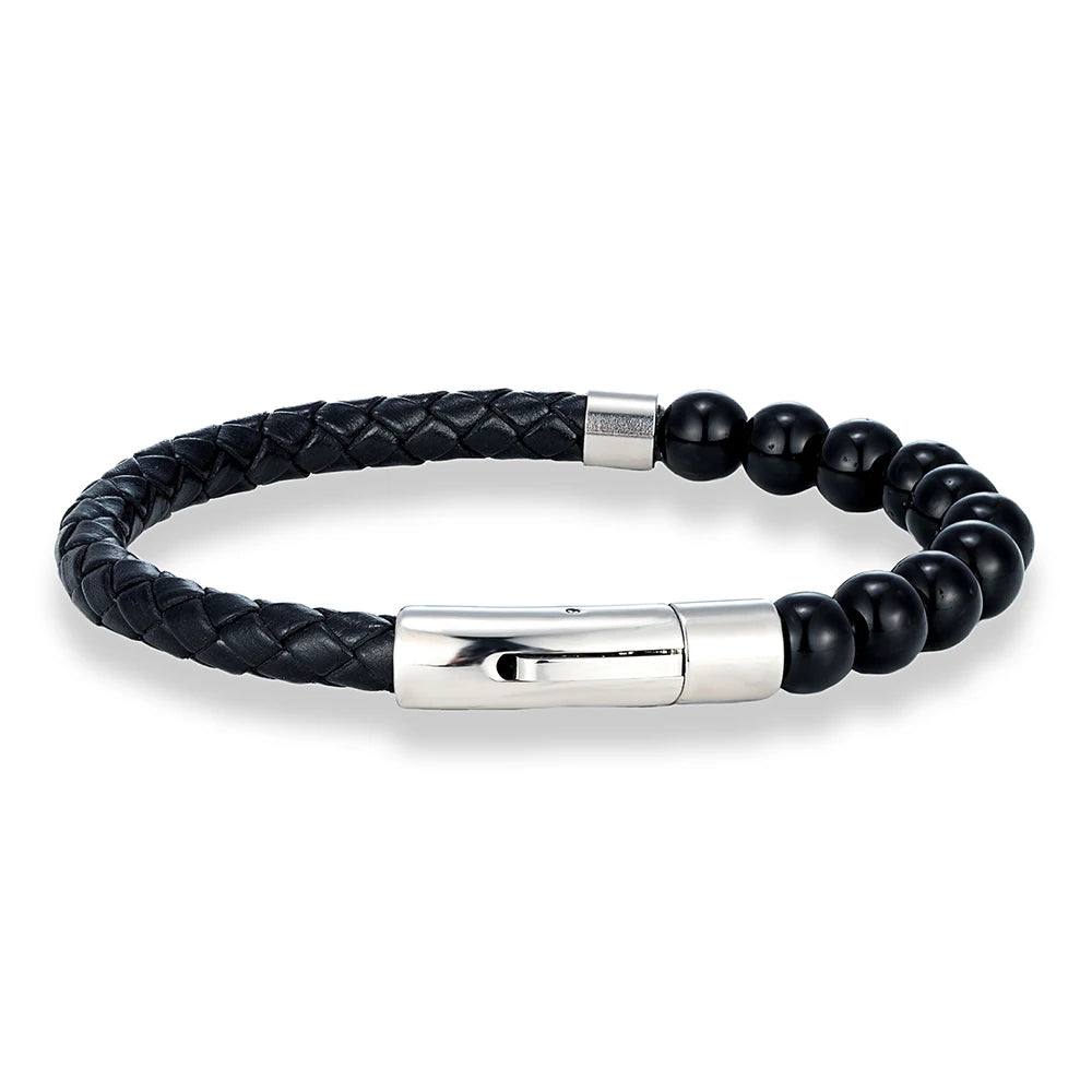 MKENDN Reiki Blue Apatite Bead Bracelet Men Women Braided Leather Natural Stone Blood Circulation Stimulate Enthusiasm Jewelry