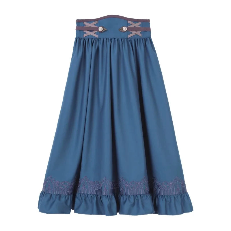 Vintage Elegant Lolita Dress Set Women Sweet Princess Bow Lace Ruffle Shirt Y2k Slim Skirt 3 Piece Set Punk Gothic Party Outfits