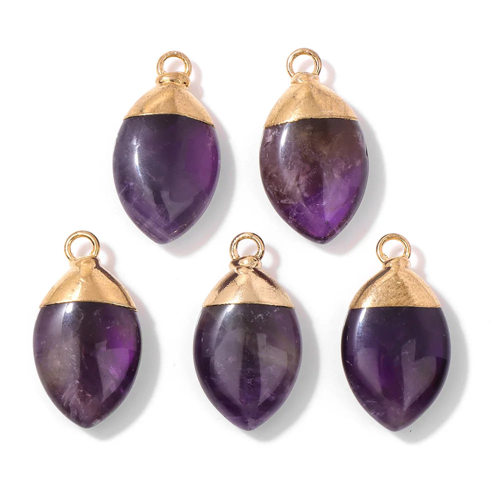 Wholesale Natural Amethyst Pendant Connector Reiki Hexagon Sun Bag Sun Stone Charm For Handmade Women Necklace Bracelet Jewelry