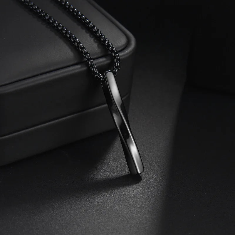 MKENDN Charm Halskette aus Edelstahl mit spiralförmigem Zylinderanhänger für Herren, hochwertige geometrische Halskette mit Kettenzubehör